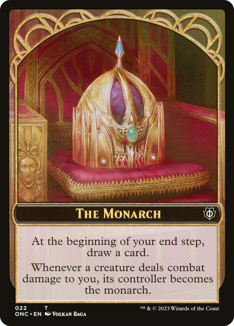 The Monarch // Golem Double-Sided Token [Phyrexia: All Will Be One Commander Tokens] | Rock City Comics