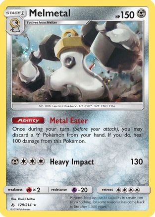 Melmetal (129/214) (Cosmos Holo) [Sun & Moon: Unbroken Bonds] | Rock City Comics