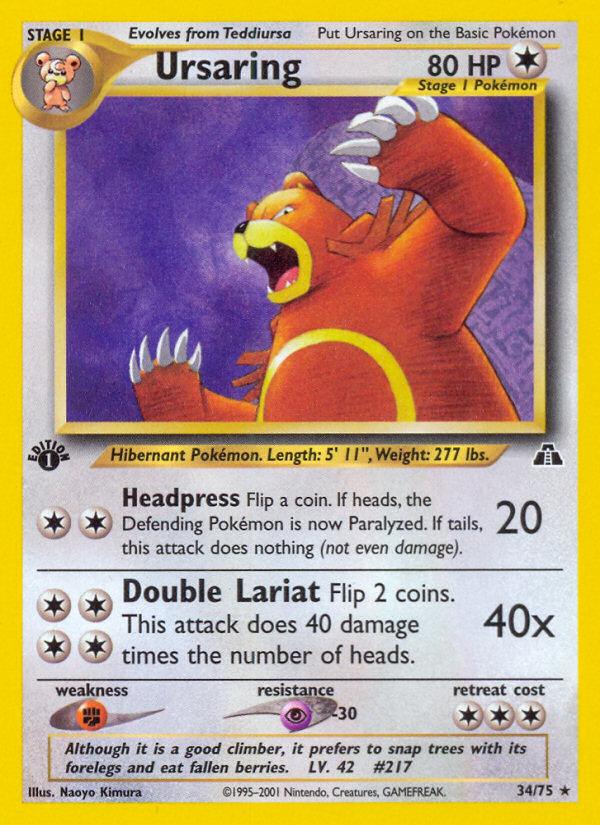 Ursaring (34/75) [Neo Discovery 1st Edition] | Rock City Comics