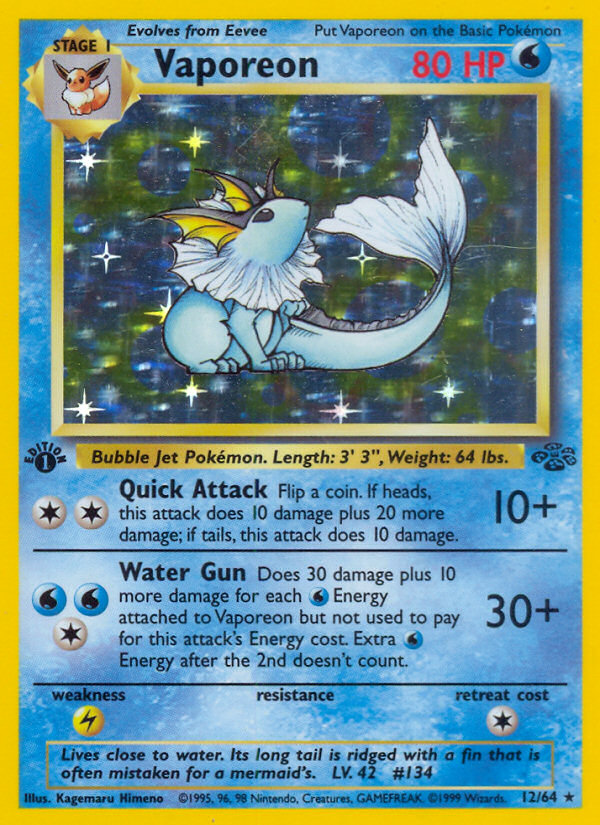 Vaporeon (12/64) [Jungle 1st Edition] | Rock City Comics