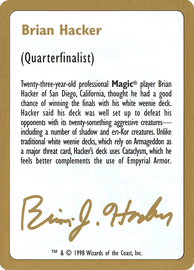 Brian Hacker Bio [World Championship Decks 1998] | Rock City Comics