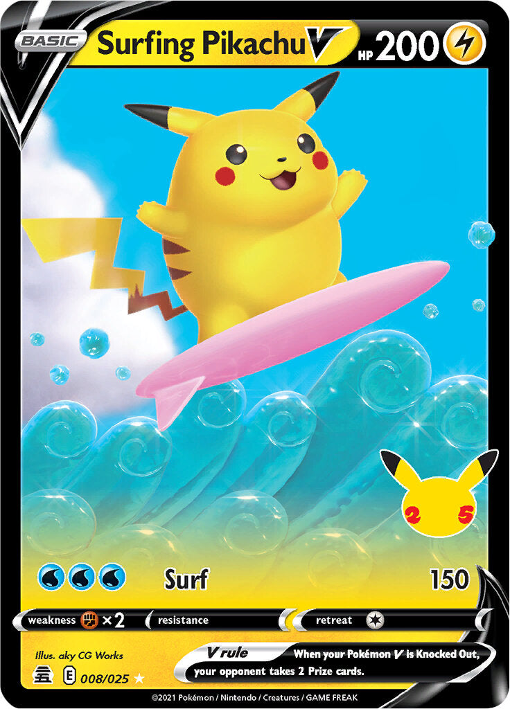 Surfing Pikachu V (008/025) [Celebrations: 25th Anniversary] | Rock City Comics