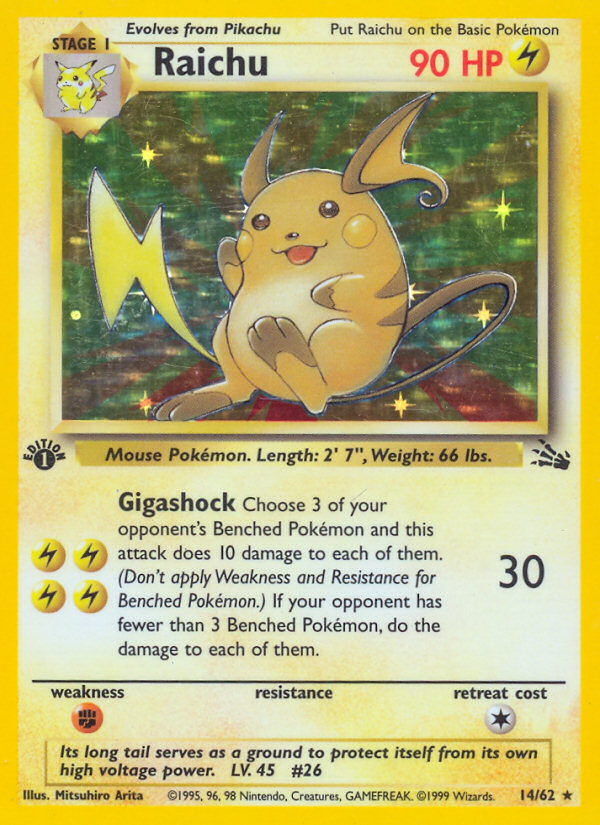 Raichu (14/62) [Fossil 1st Edition] | Rock City Comics