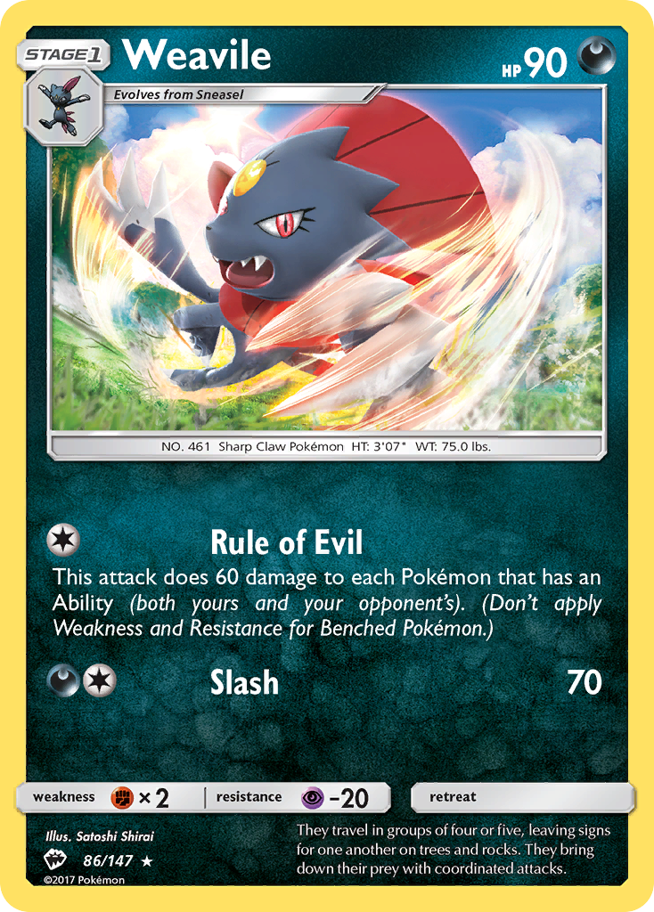 Weavile (86/147) [Sun & Moon: Burning Shadows] | Rock City Comics