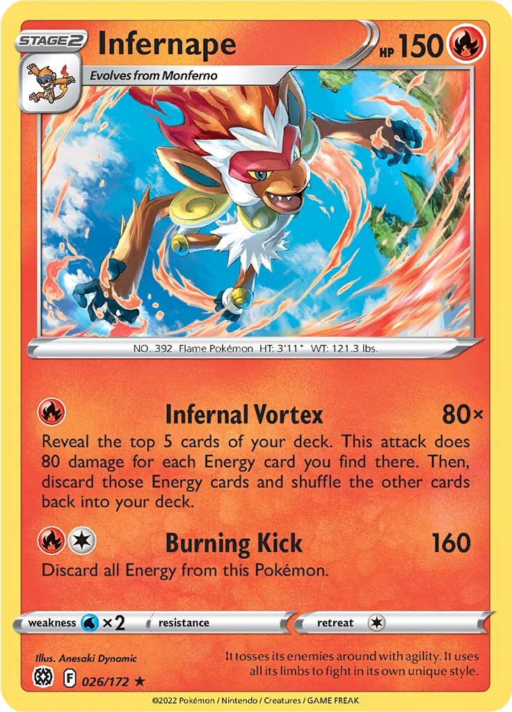 Infernape (026/172) (Theme Deck Exclusive) [Sword & Shield: Brilliant Stars] | Rock City Comics