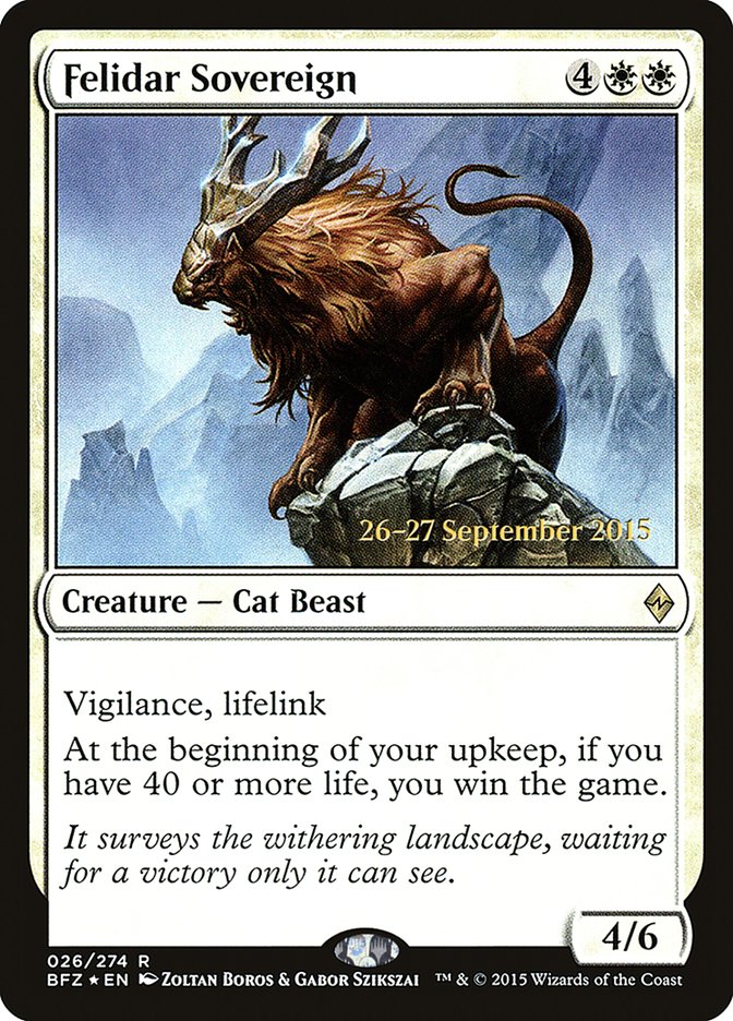 Felidar Sovereign  [Battle for Zendikar Prerelease Promos] | Rock City Comics