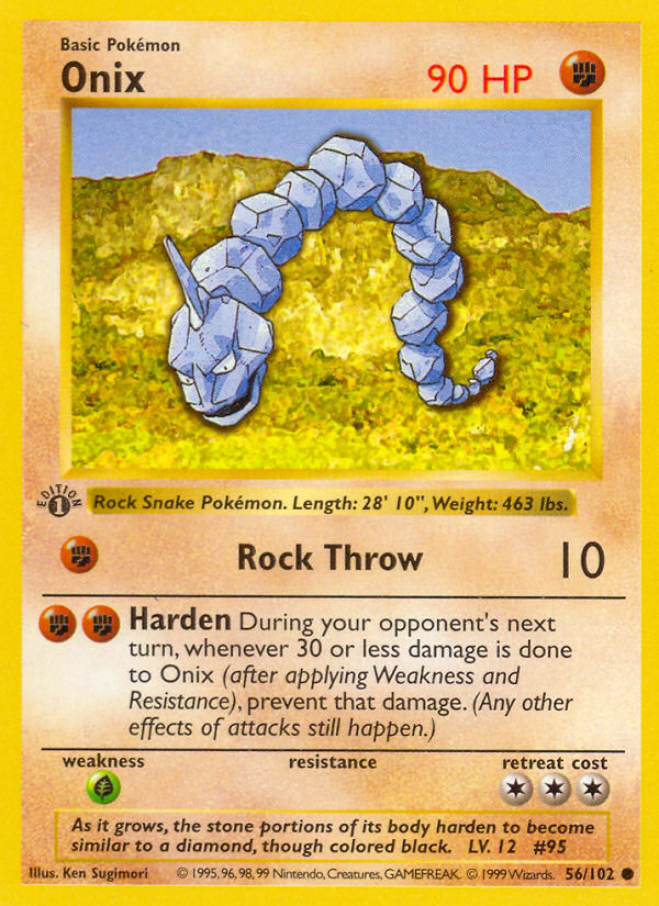 Onix (56/102) (Shadowless) [Base Set 1st Edition] | Rock City Comics