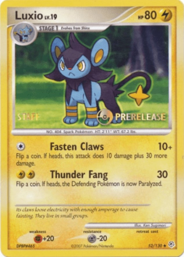 Luxio (52/130) (Prerelease Promo Staff) [Nintendo: Black Star Promos] | Rock City Comics