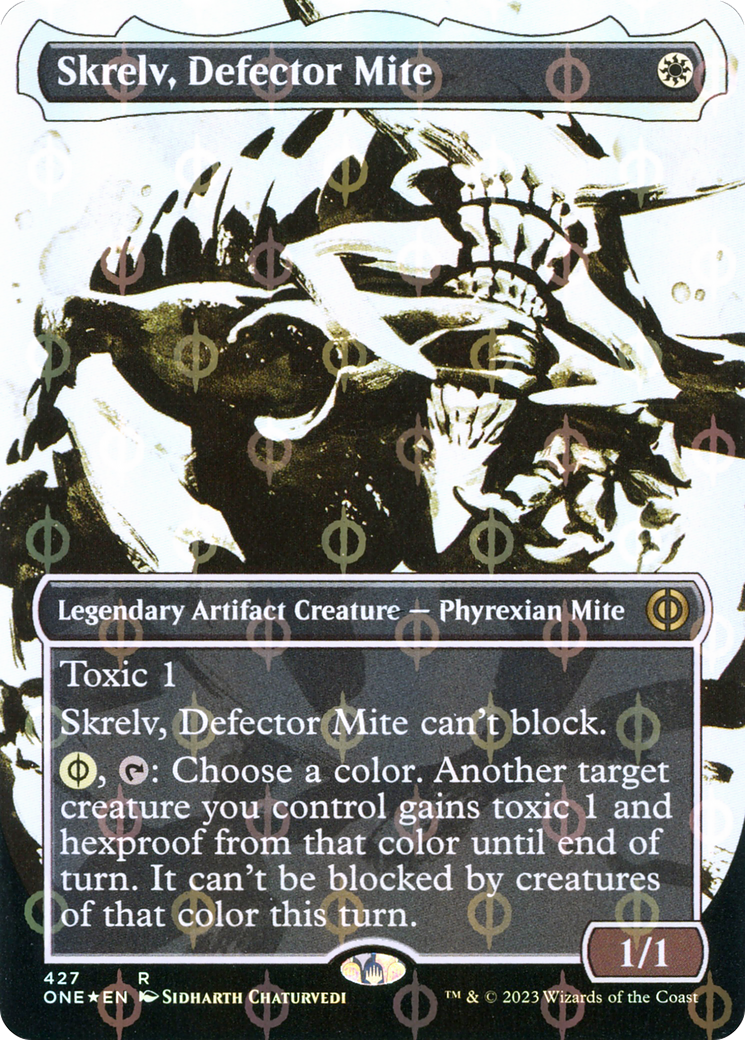 Skrelv, Defector Mite (Borderless Ichor Step-and-Compleat Foil) [Phyrexia: All Will Be One] | Rock City Comics