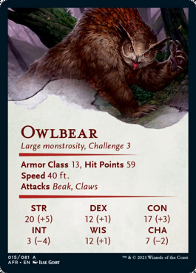 Owlbear Art Card [Dungeons & Dragons: Adventures in the Forgotten Realms Art Series] | Rock City Comics