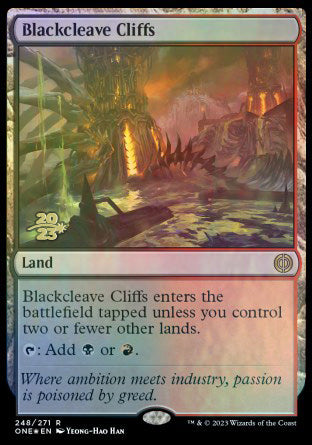 Blackcleave Cliffs [Phyrexia: All Will Be One Prerelease Promos] | Rock City Comics