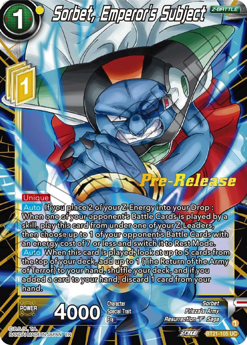 Sorbet, Emperor's Subject (BT21-105) [Wild Resurgence Pre-Release Cards] | Rock City Comics