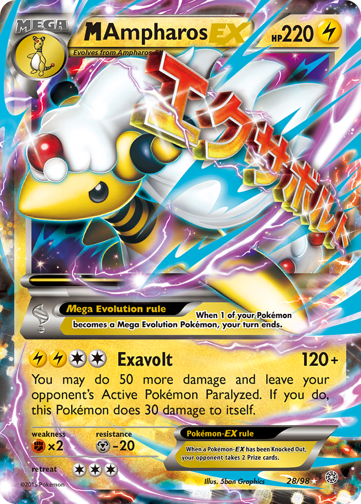 M Ampharos EX (28/98) [XY: Ancient Origins] | Rock City Comics