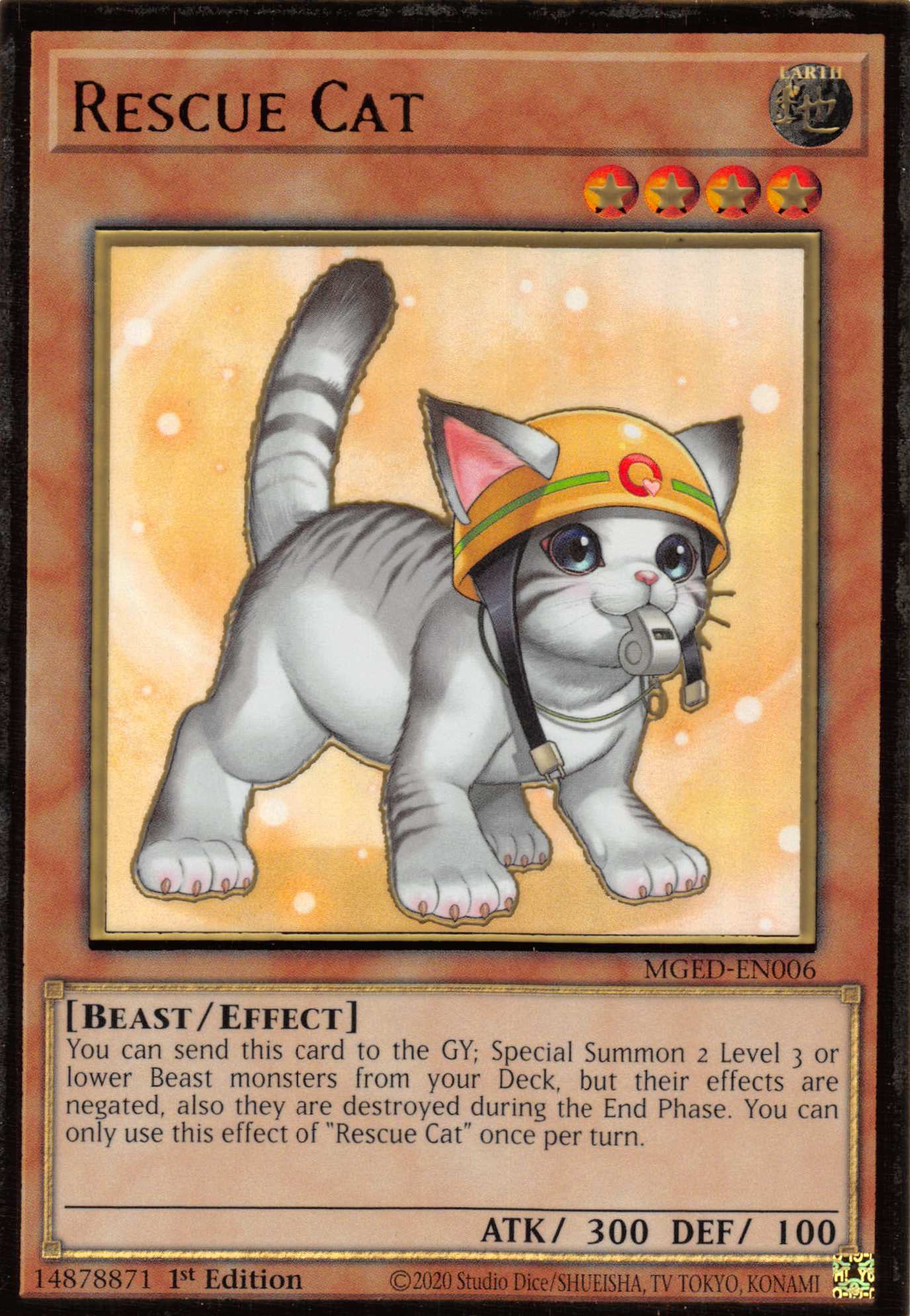 Rescue Cat (Alternate Art) [MGED-EN006] Gold Rare | Rock City Comics