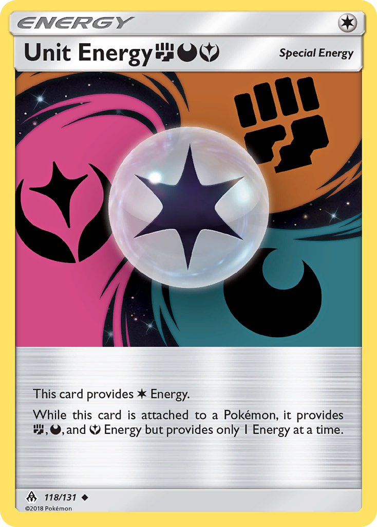 Unit Energy (118/131) (Fighting, Darkness, Fairy) [Sun & Moon: Forbidden Light] | Rock City Comics