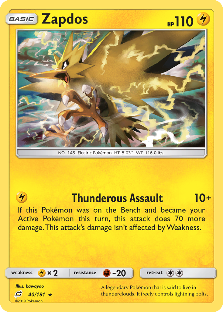 Zapdos (40/181) [Sun & Moon: Team Up] | Rock City Comics