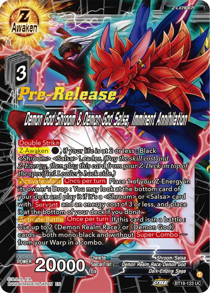 Demon God Shroom & Demon God Salsa, Imminent Annihilation (BT18-123) [Dawn of the Z-Legends Prerelease Promos] | Rock City Comics