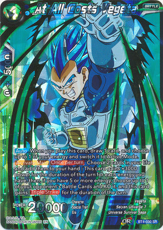 At All Costs Vegeta (Shatterfoil) (BT4-030) [Dragon Brawl] | Rock City Comics