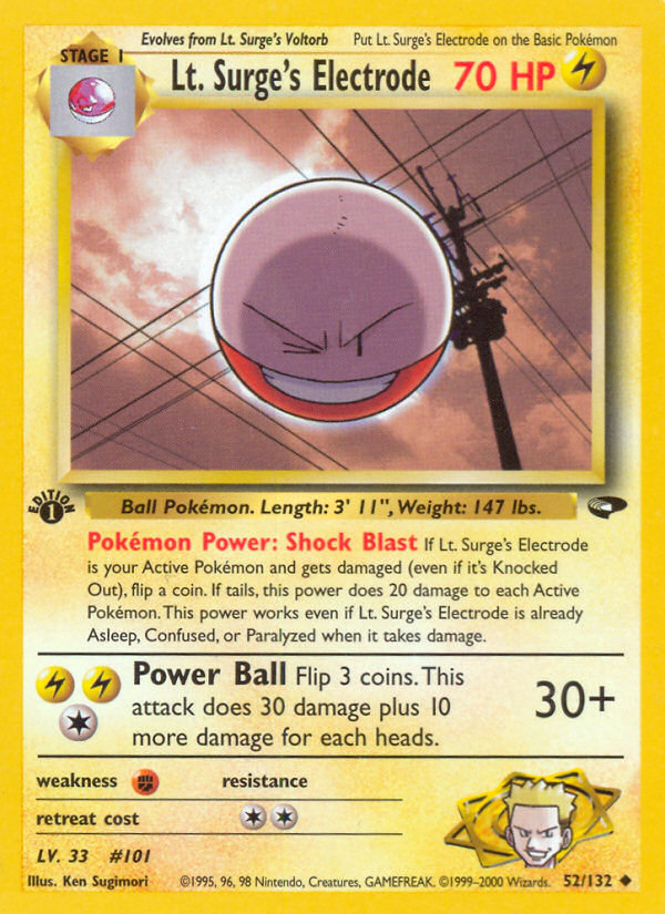 Lt. Surge's Electrode (52/132) [Gym Challenge 1st Edition] | Rock City Comics