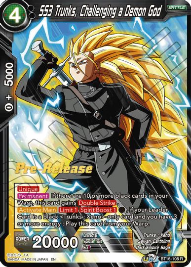 SS3 Trunks, Challenging a Demon God (BT16-108) [Realm of the Gods Prerelease Promos] | Rock City Comics