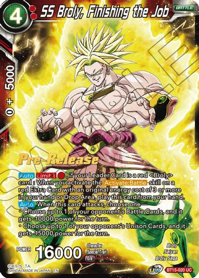 SS Broly, Finishing the Job (BT15-020) [Saiyan Showdown Prerelease Promos] | Rock City Comics