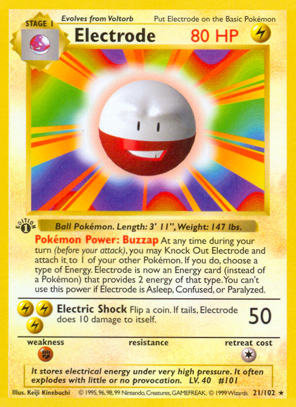 Electrode (21/102) (Shadowless) [Base Set 1st Edition] | Rock City Comics