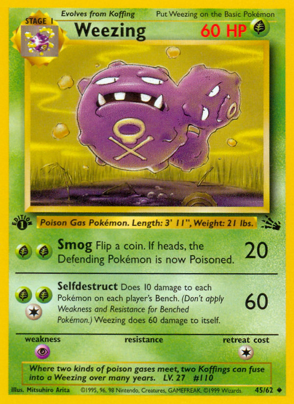 Weezing (45/62) [Fossil 1st Edition] | Rock City Comics