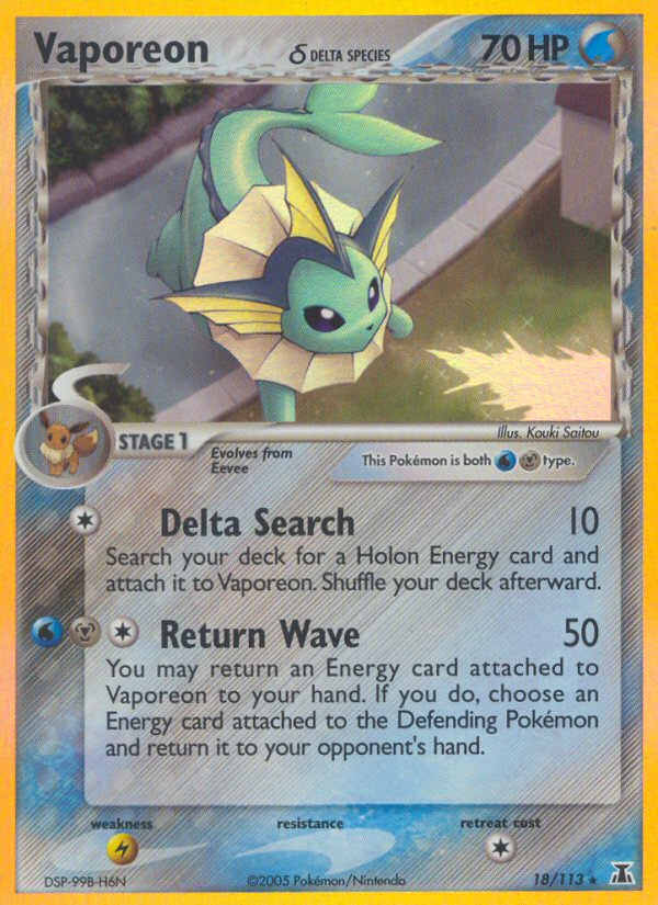 Vaporeon (18/113) (Delta Species) [EX: Delta Species] | Rock City Comics