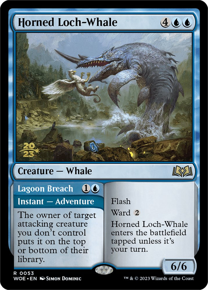 Horned Loch-Whale // Lagoon Breach (Promo Pack) [Wilds of Eldraine Promos] | Rock City Comics