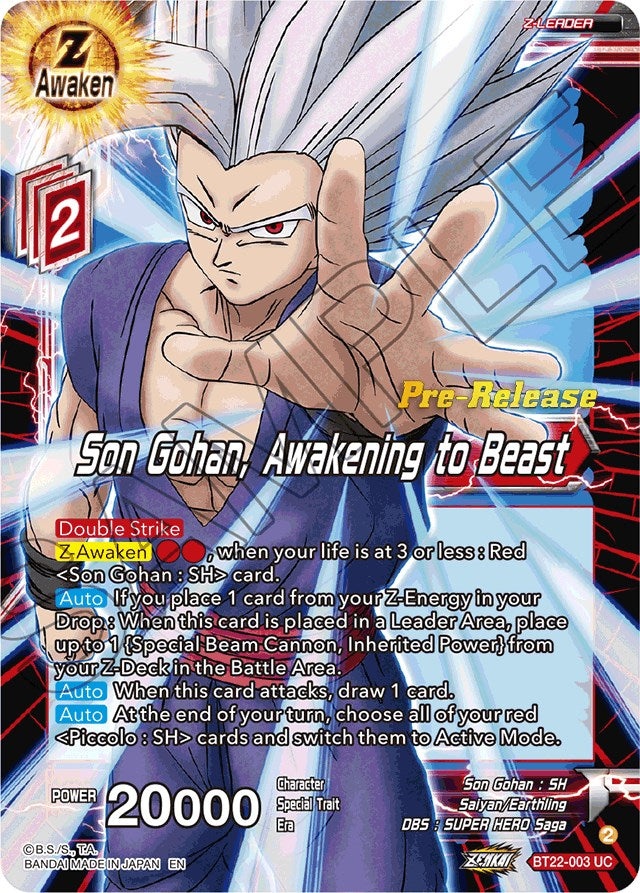 Son Gohan, Awakening to Beast (BT22-003) [Critical Blow Prerelease Promos] | Rock City Comics