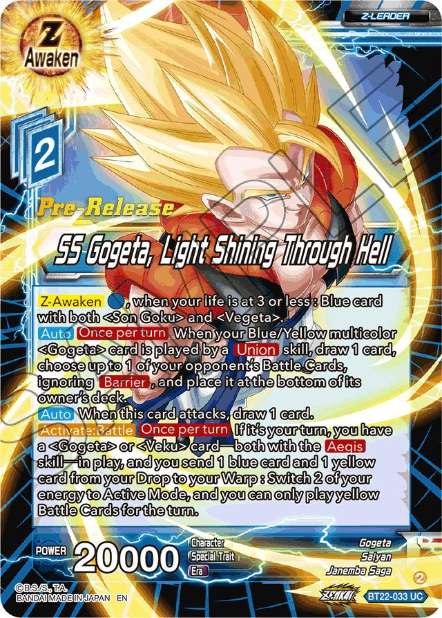 SS Gogeta, Light Shining Through Hell (BT22-033) [Critical Blow Prerelease Promos] | Rock City Comics