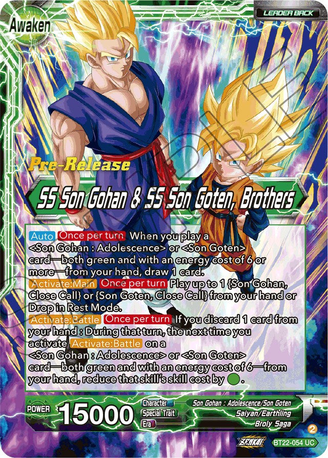 Son Goten // SS Son Gohan & SS Son Goten, Brothers (BT22-054) [Critical Blow Prerelease Promos] | Rock City Comics