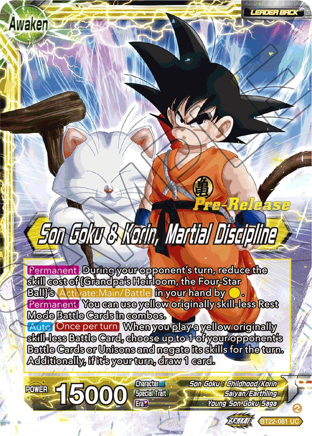 Son Goku // Son Goku & Korin, Martial Discipline (BT22-081) [Critical Blow Prerelease Promos] | Rock City Comics