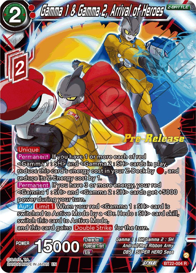 Gamma 1 & Gamma 2, Arrival of Heroes (BT22-004) [Critical Blow Prerelease Promos] | Rock City Comics