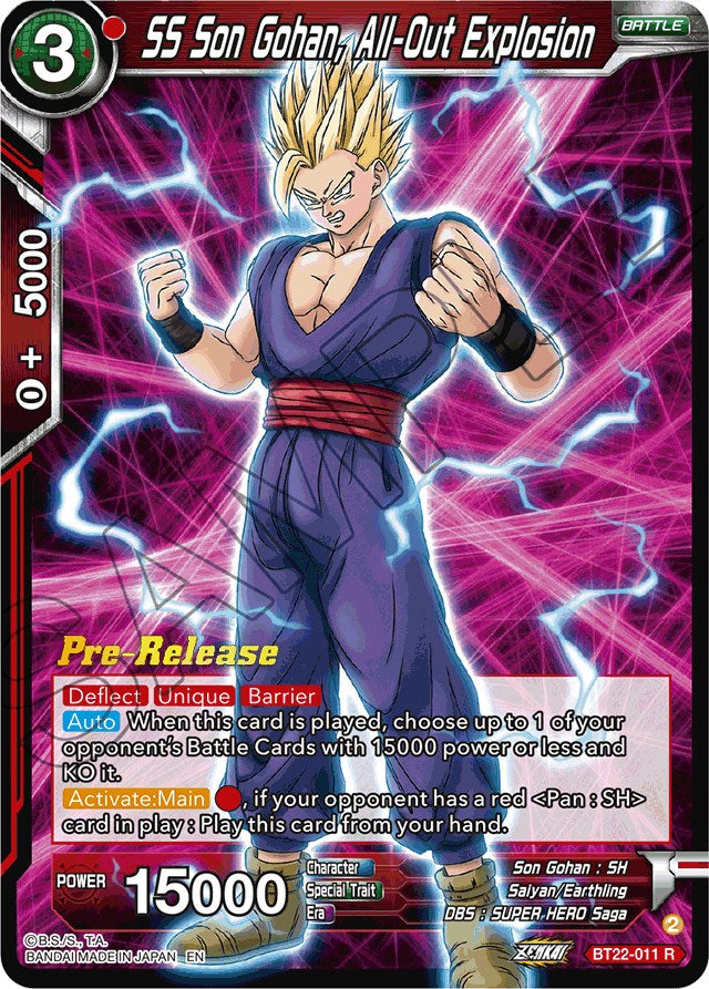 SS Son Gohan, All-Out Explosion (BT22-011) [Critical Blow Prerelease Promos] | Rock City Comics