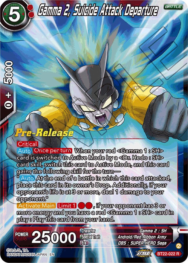 Gamma 2, Suicide Attack Departure (BT22-022) [Critical Blow Prerelease Promos] | Rock City Comics