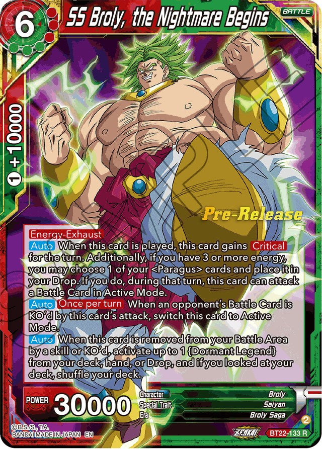 SS Broly, the Nightmare Begins (BT22-133) [Critical Blow Prerelease Promos] | Rock City Comics