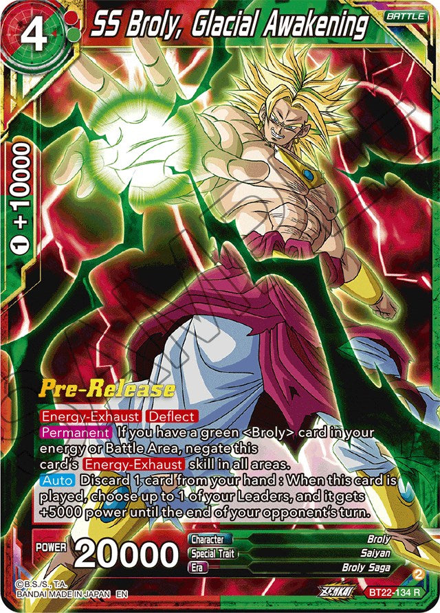 SS Broly, Glacial Awakening (BT22-134) [Critical Blow Prerelease Promos] | Rock City Comics