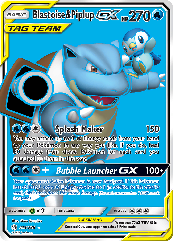 Blastoise & Piplup GX (214/236) [Sun & Moon: Cosmic Eclipse] | Rock City Comics