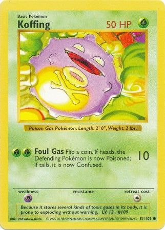 Koffing (51/102) [Base Set Shadowless Unlimited] | Rock City Comics