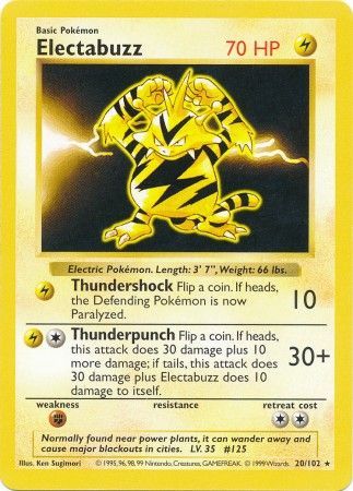 Electabuzz (20/102) [Base Set Shadowless Unlimited] | Rock City Comics