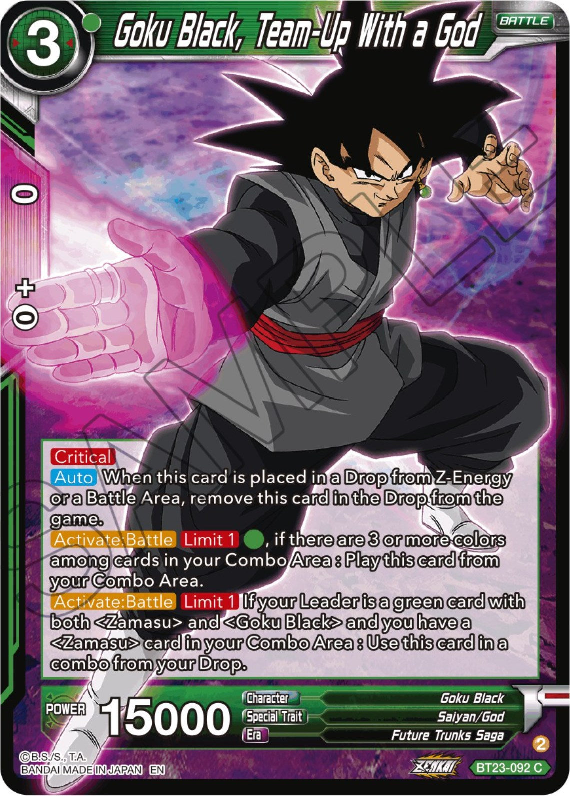 Goku Black, Team-Up With a God (BT23-092) [Perfect Combination] | Rock City Comics