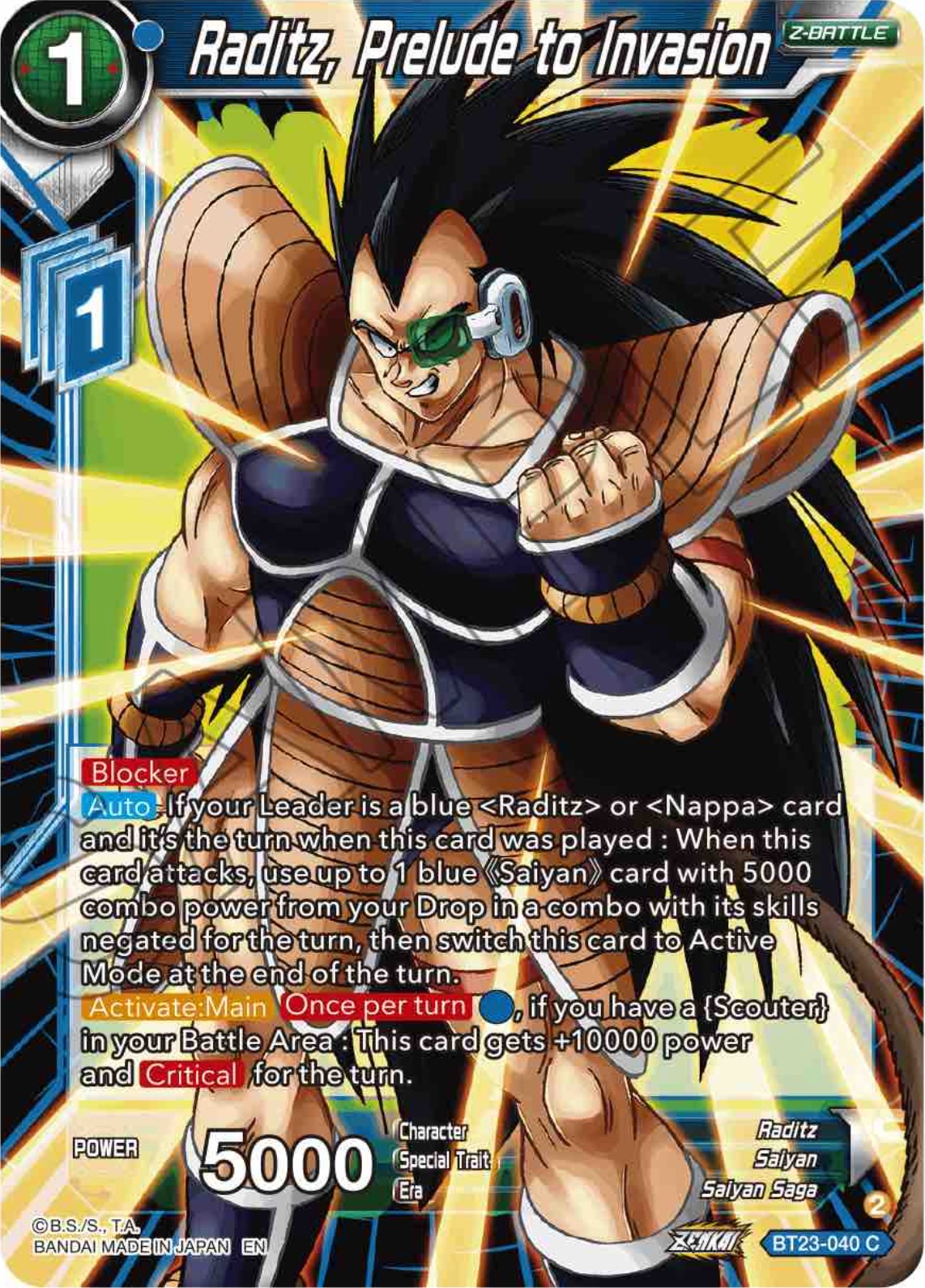 Raditz, Prelude to Invasion (BT23-040) [Perfect Combination] | Rock City Comics