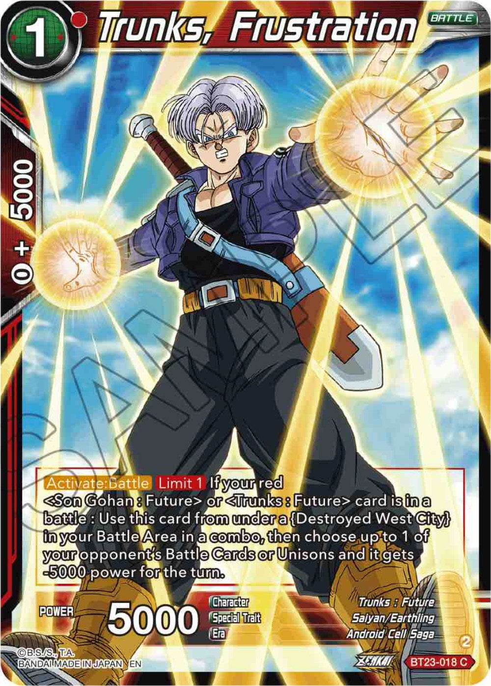 Trunks, Frustration (BT23-018) [Perfect Combination] | Rock City Comics