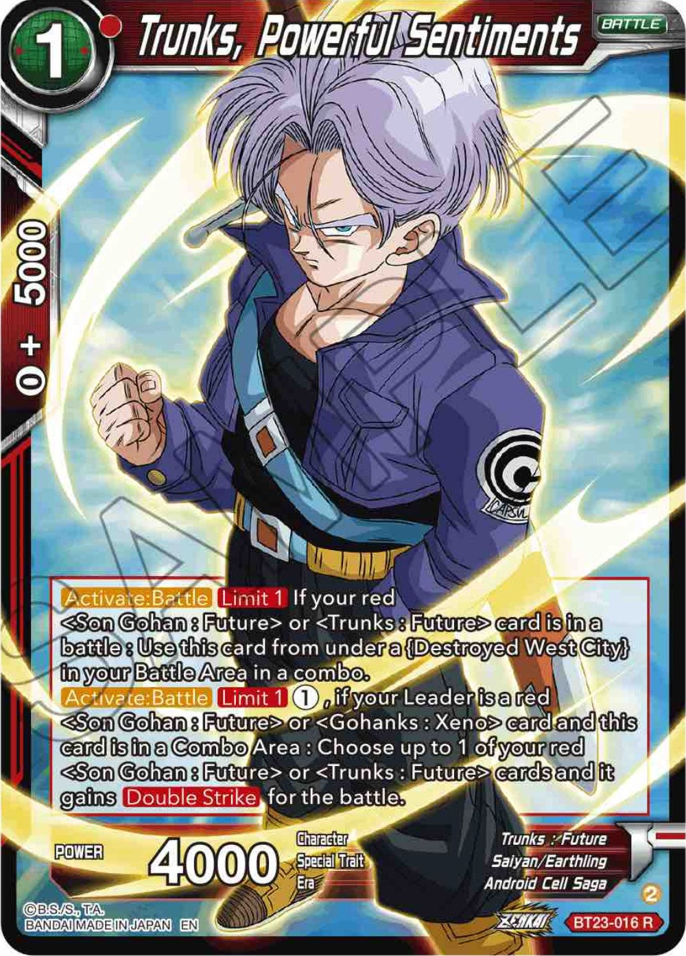 Trunks, Powerful Sentiments (BT23-016) [Perfect Combination] | Rock City Comics