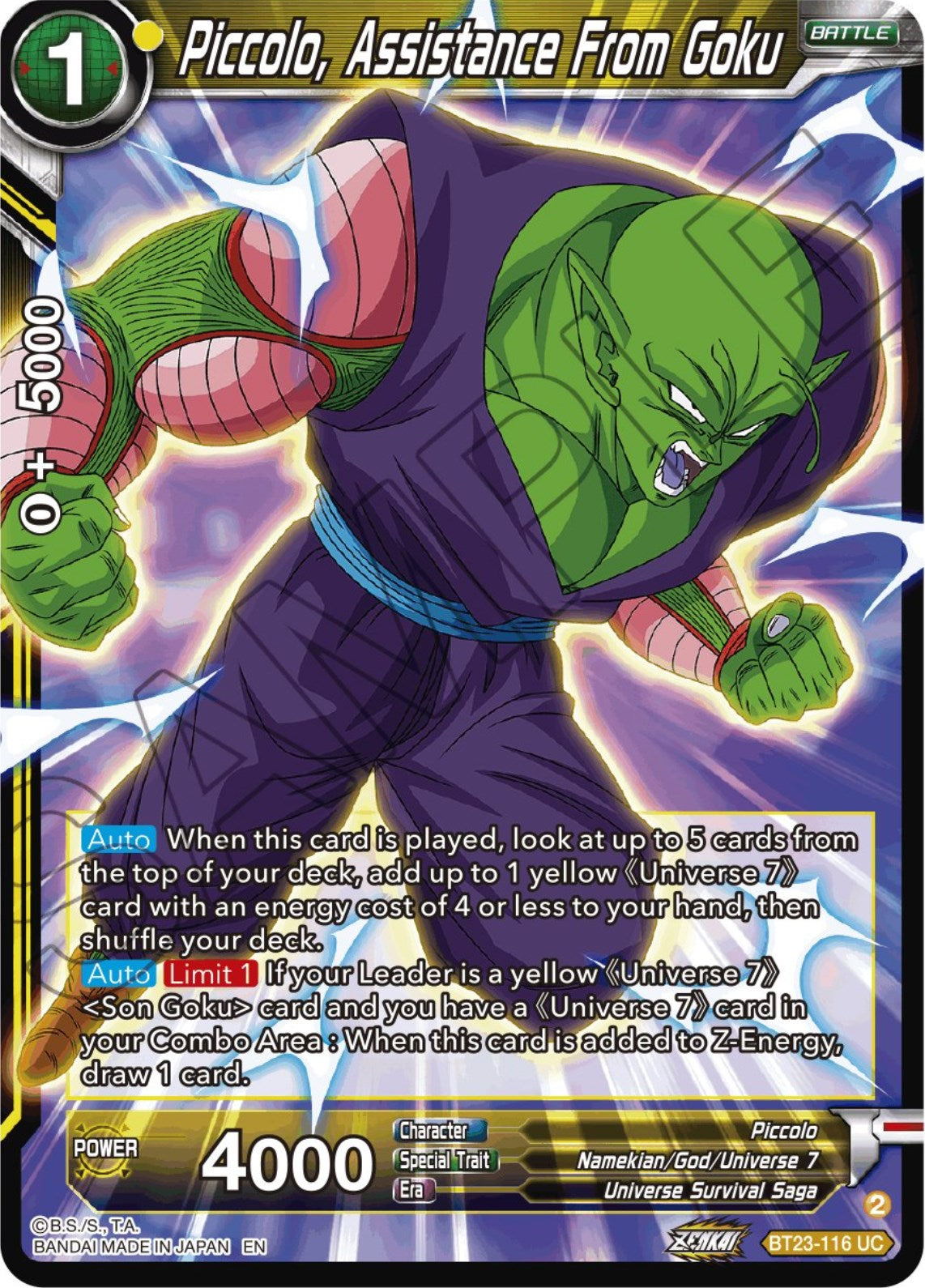 Piccolo, Assistance From Goku (BT23-116) [Perfect Combination] | Rock City Comics