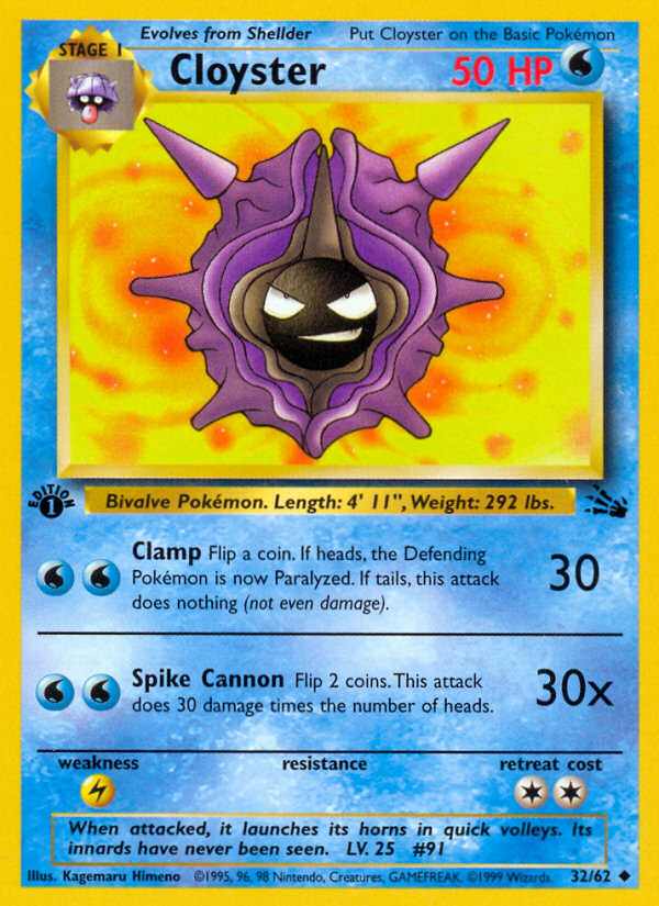 Cloyster (32/62) [Fossil 1st Edition] | Rock City Comics