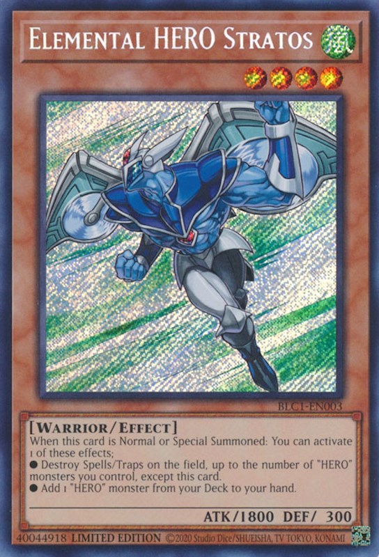 Elemental HERO Stratos [BLC1-EN003] Secret Rare | Rock City Comics