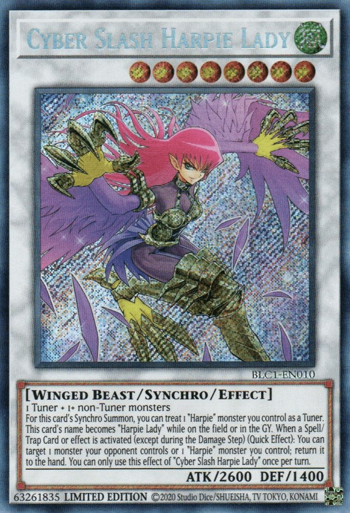 Cyber Slash Harpie Lady [BLC1-EN010] Secret Rare | Rock City Comics