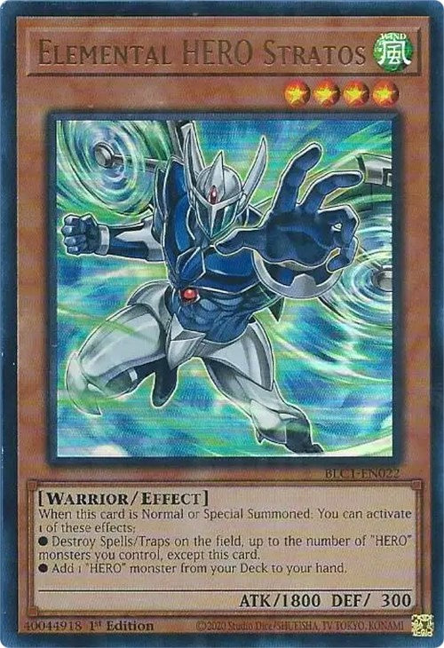 Elemental HERO Stratos (Alternate Art) [BLC1-EN022] Ultra Rare | Rock City Comics